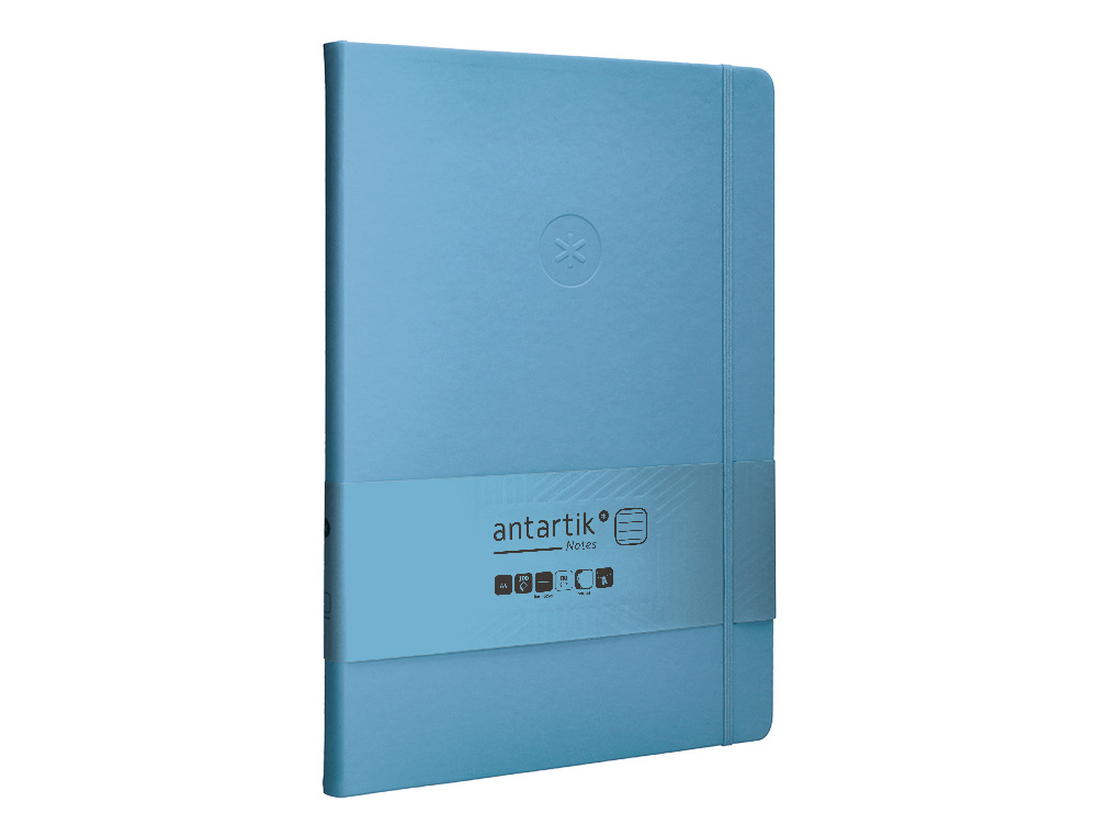 CARNET FERMETURE ELASTIQUE ANTARTIK NOTES COUVERTURE     RIGIDE A4 LIGNE 100 FEUILLES  80GR FSC COLORIS BLEU CIEL