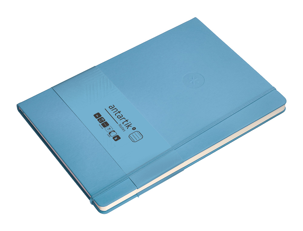 CARNET FERMETURE ELASTIQUE ANTARTIK NOTES COUVERTURE     RIGIDE A4 LIGNE 100 FEUILLES  80GR FSC COLORIS BLEU CIEL