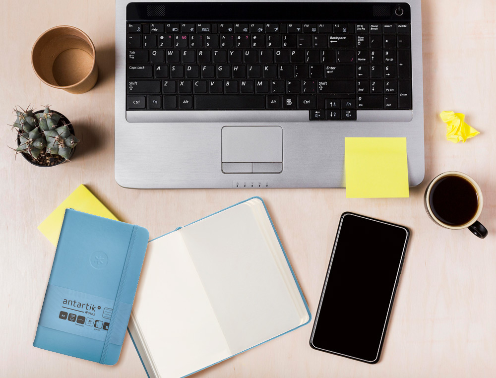 CARNET FERMETURE ELASTIQUE ANTARTIK NOTES COUVERTURE     RIGIDE A6 LIGNE 100 FEUILLES  80GR FSC COLORIS BLEU CIEL