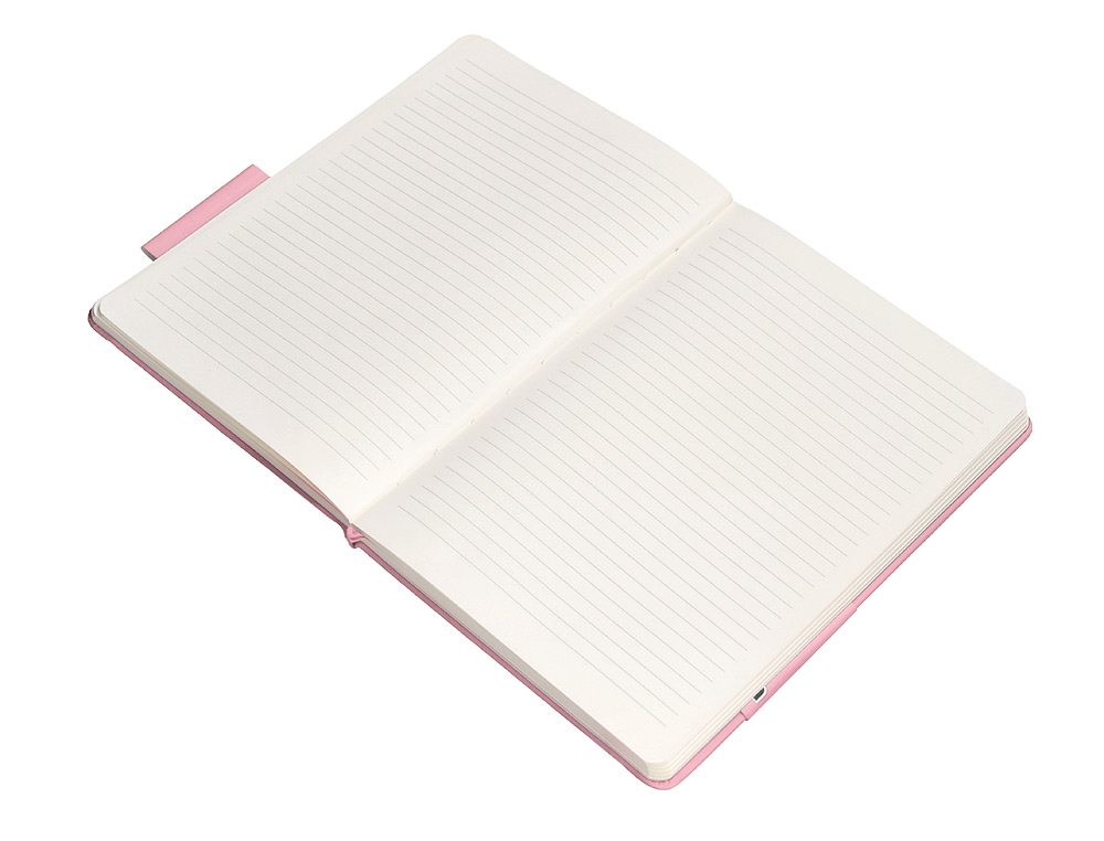 CARNET FERMETURE ELASTIQUE ANTARTIK NOTES COUVERTURE     RIGIDE A5 LIGNE 100 FEUILLES  80GR FSC COLORIS ROSE PASTEL