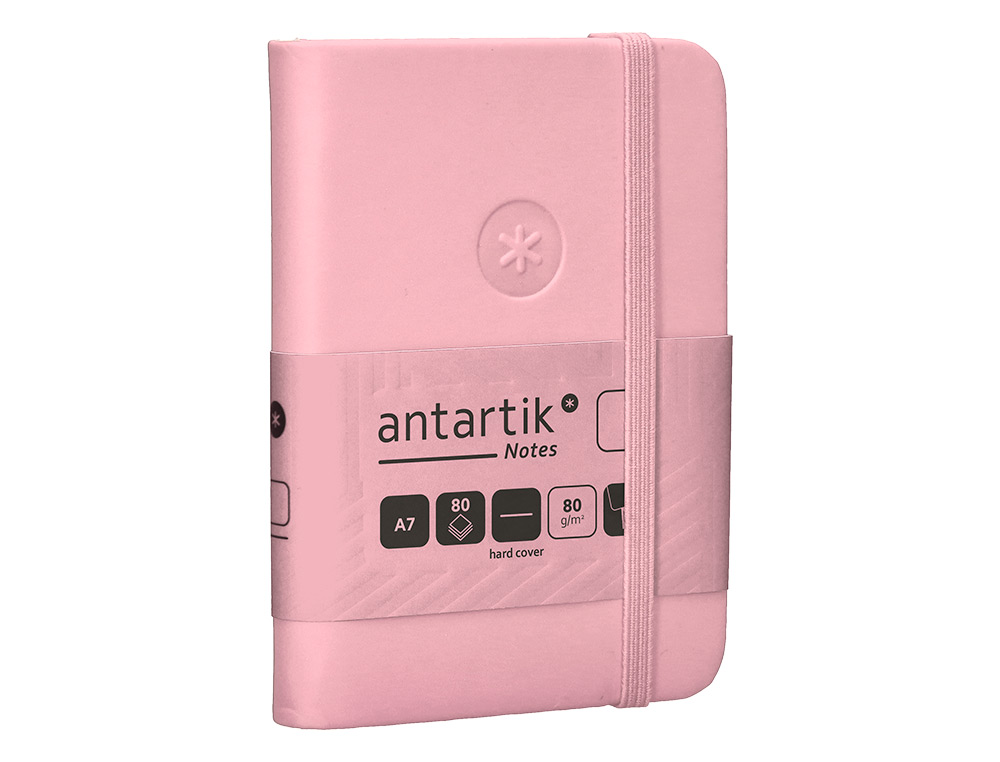 CARNET FERMETURE ELASTIQUE ANTARTIK NOTES COUVERTURE RIGIDE A7 PAPIER UNI IVOIRE 80 FEUILLES 80GR FSC ROSE PASTEL