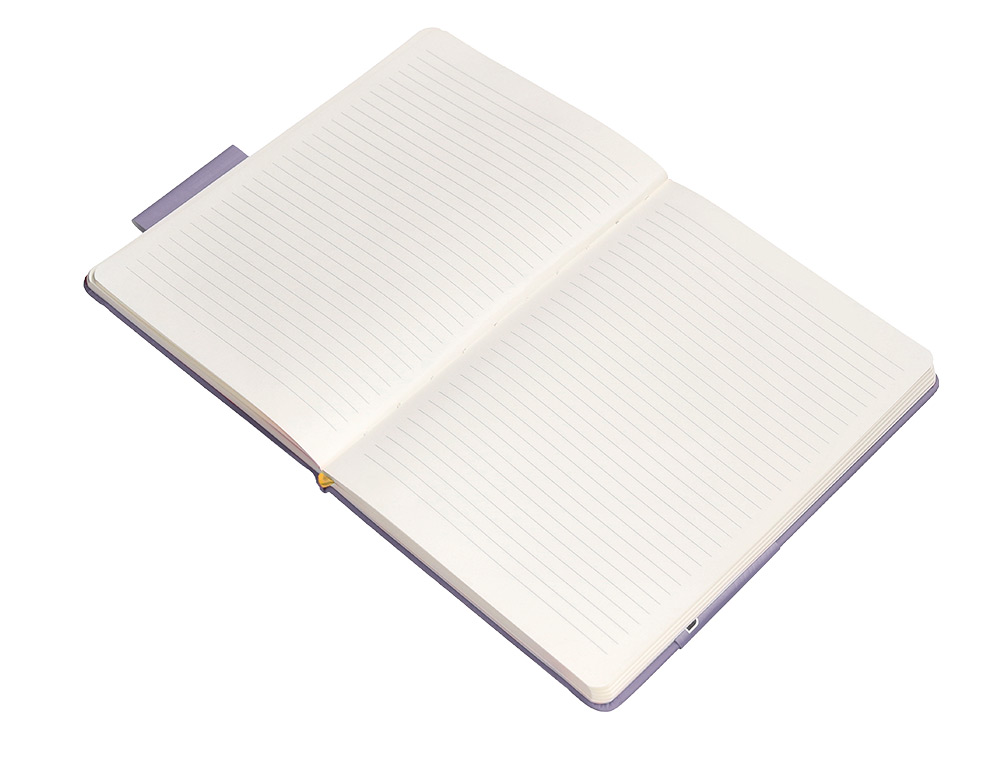 CARNET FERMETURE ELASTIQUE JAUNE ANTARTIK NOTES COUVERTURE RIGIDE A5 LIGNE 100 FEUILLES 80GR FSC COLORIS LILAS