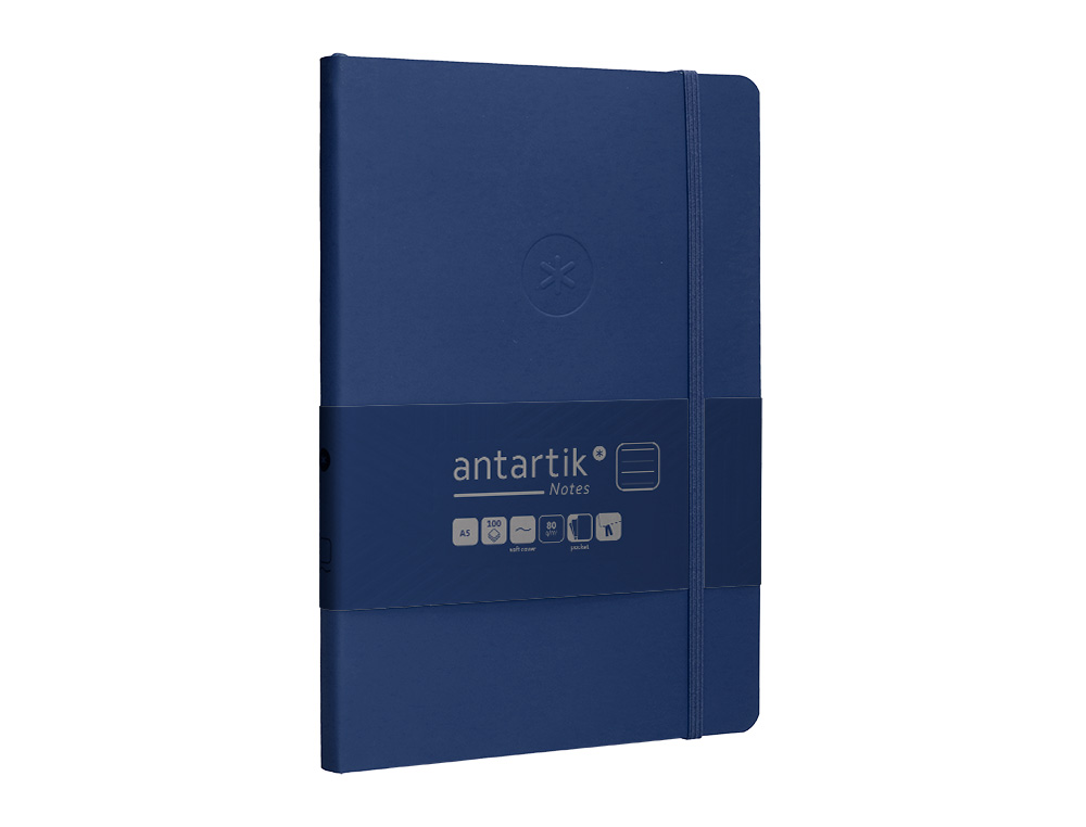 CARNET FERMETURE ELASTIQUE ANTARTIK NOTES COUVERTURE SOUPLE A5 LIGNE 100 FEUILLES 80GR FSC COLORIS BLEU MARINE