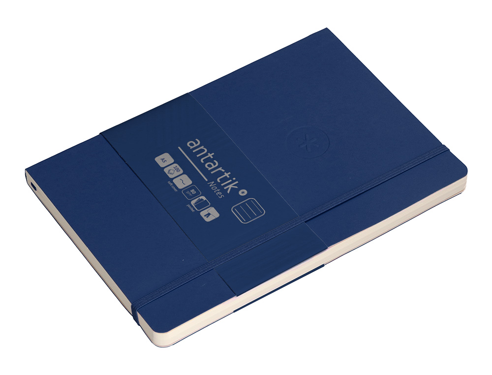 CARNET FERMETURE ELASTIQUE ANTARTIK NOTES COUVERTURE SOUPLE A5 LIGNE 100 FEUILLES 80GR FSC COLORIS BLEU MARINE