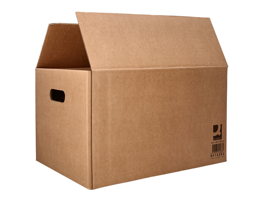 CAISSE AMERICAINE Q-CONNECT AVEC POIGNEES CARTON RECYCLE  CANNELURE 5MM 600X400X290MM   COLORIS KRAFT