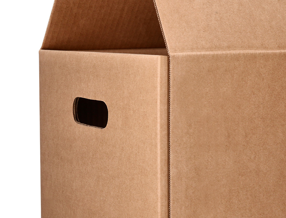 CAISSE AMERICAINE Q-CONNECT AVEC POIGNEES CARTON RECYCLE  CANNELURE 5MM 600X400X290MM   COLORIS KRAFT