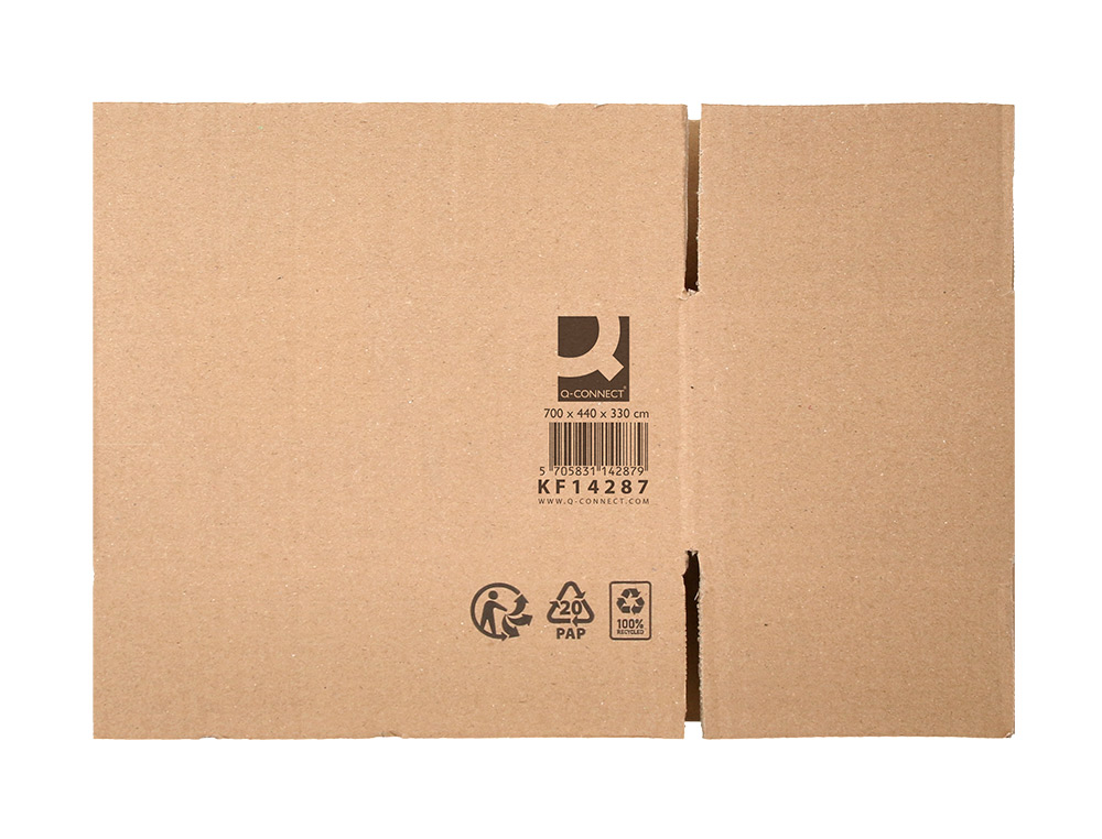 CAISSE AMERICAINE Q-CONNECT ULTRA-RESISTANTE CARTON       RECYCLE DOUBLE CANNELURE 7MM  700X440X330MM COLORIS KRAFT