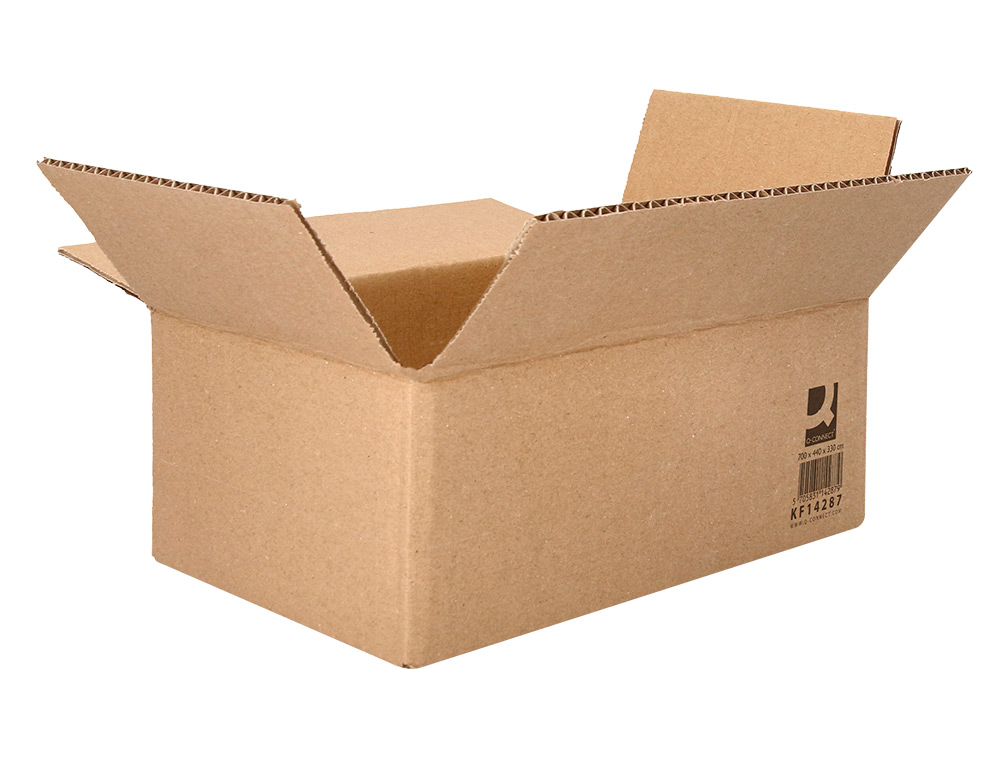 CAISSE AMERICAINE Q-CONNECT ULTRA-RESISTANTE CARTON       RECYCLE DOUBLE CANNELURE 7MM  700X440X330MM COLORIS KRAFT