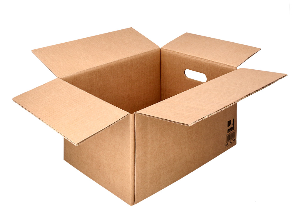 CAISSE AMERICAINE Q-CONNECT ULTRA-RESISTANTE AVEC POIGNEES DOUBLE CANNELURE 7MM 700X440X330MM COLORIS KRAFT