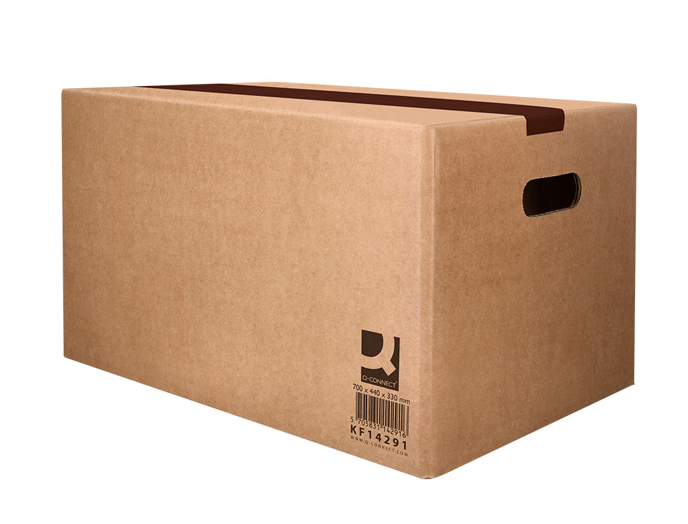CAISSE AMERICAINE Q-CONNECT ULTRA-RESISTANTE AVEC POIGNEES DOUBLE CANNELURE 7MM 700X440X330MM COLORIS KRAFT