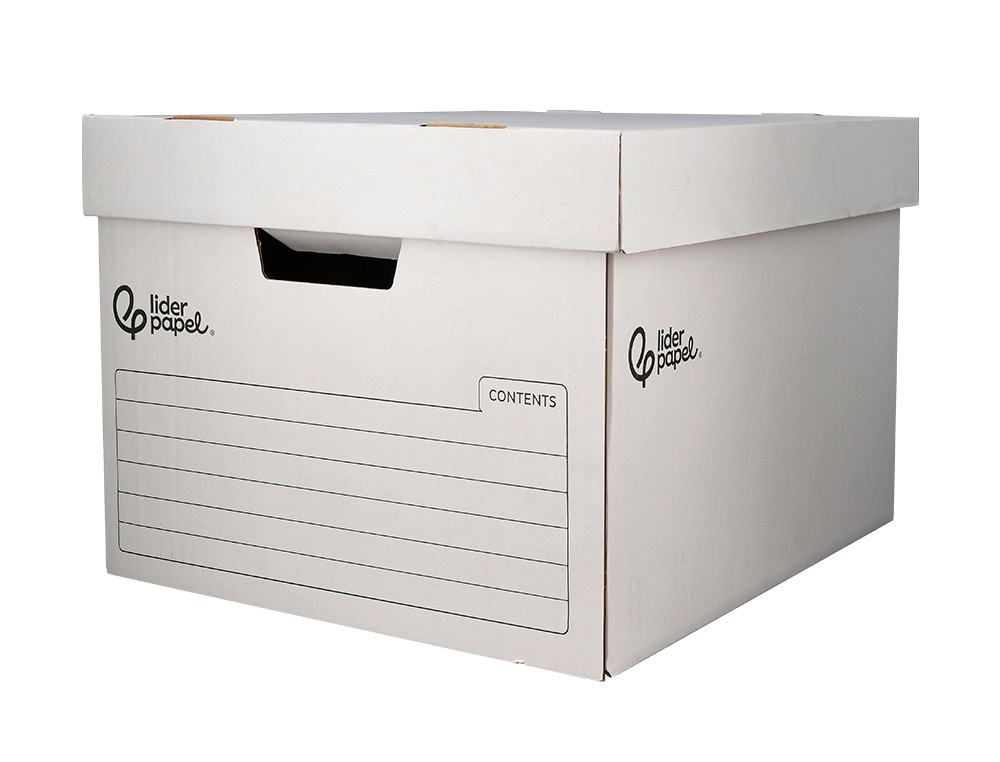 CONTAINER A ARCHIVES LIDERPAPEL CARTON MONTAGE AUTOMATIQUE POUR 4 BOITES FORMAT FOLIO / 5 CLASSEURS A-Z 430X383X265MM