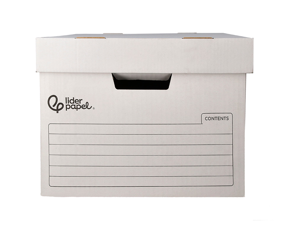 CONTAINER A ARCHIVES LIDERPAPEL CARTON MONTAGE AUTOMATIQUE POUR 4 BOITES FORMAT FOLIO / 5 CLASSEURS A-Z 430X383X265MM