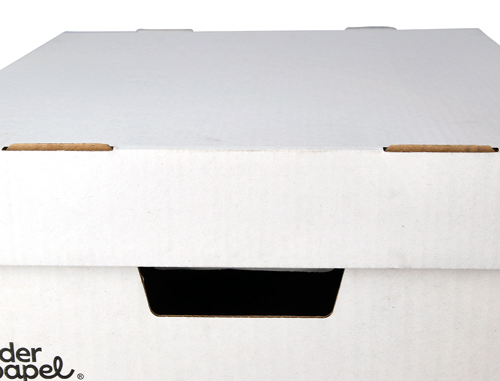 CONTAINER A ARCHIVES LIDERPAPEL CARTON MONTAGE AUTOMATIQUE POUR 4 BOITES FORMAT FOLIO / 5 CLASSEURS A-Z 430X383X265MM