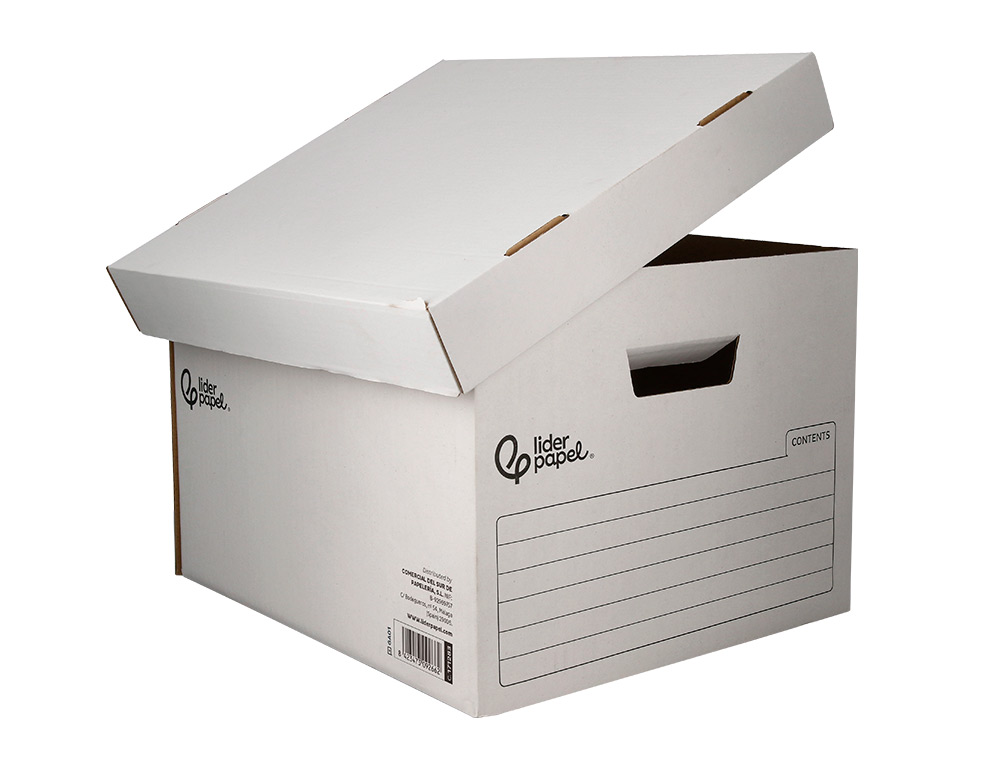 CONTAINER A ARCHIVES LIDERPAPEL CARTON MONTAGE AUTOMATIQUE POUR 4 BOITES FORMAT FOLIO / 5 CLASSEURS A-Z 430X383X265MM