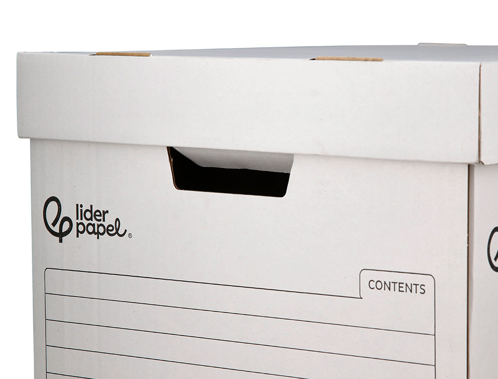 CONTAINER A ARCHIVES LIDERPAPEL CARTON MONTAGE AUTOMATIQUE POUR 4 BOITES FORMAT FOLIO / 5 CLASSEURS A-Z 430X383X265MM