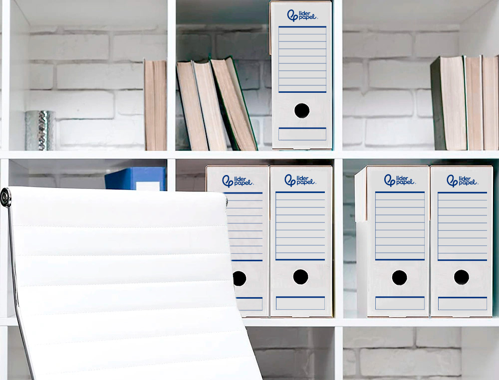 BOITE A ARCHIVES LIDERPAPEL CARTON RECYCLE DIN A4 325G/M2 DOS 100MM 360X100X255MM       COLORIS BLANC