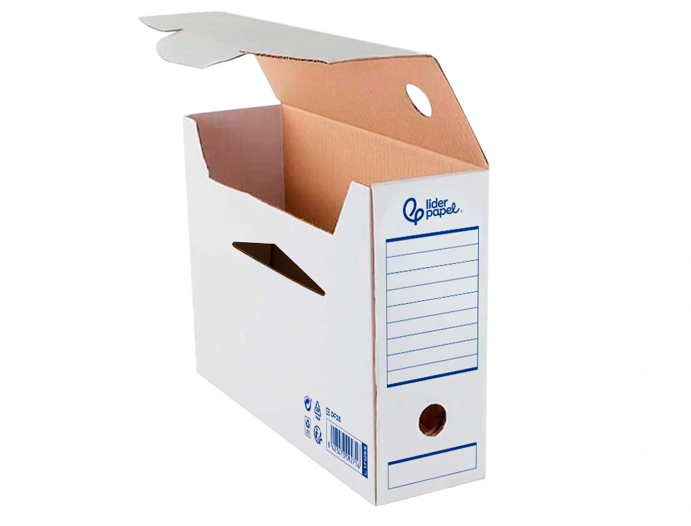 BOITE A ARCHIVES LIDERPAPEL CARTON RECYCLE DIN A4 325G/M2 DOS 100MM 360X100X255MM       COLORIS BLANC