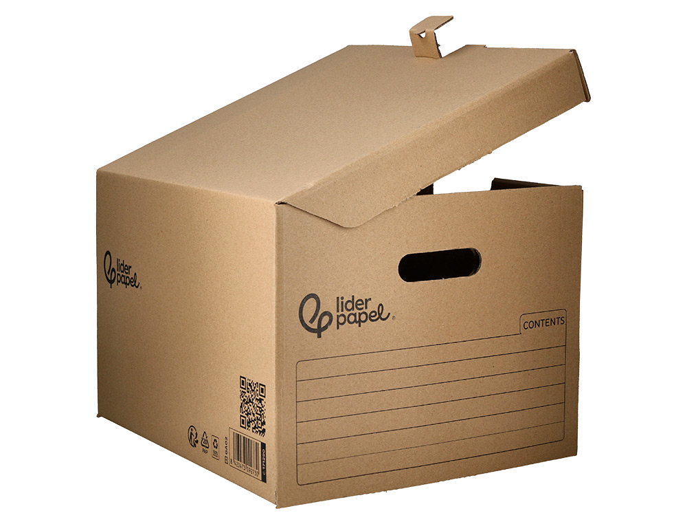CONTAINER A ARCHIVES LIDERPAPEL CARTON MONTAGE AUTOMATIQUE POUR 3 BOITES FORMAT FOLIO / 3 CLASSEURS A-Z 387X333X260MM