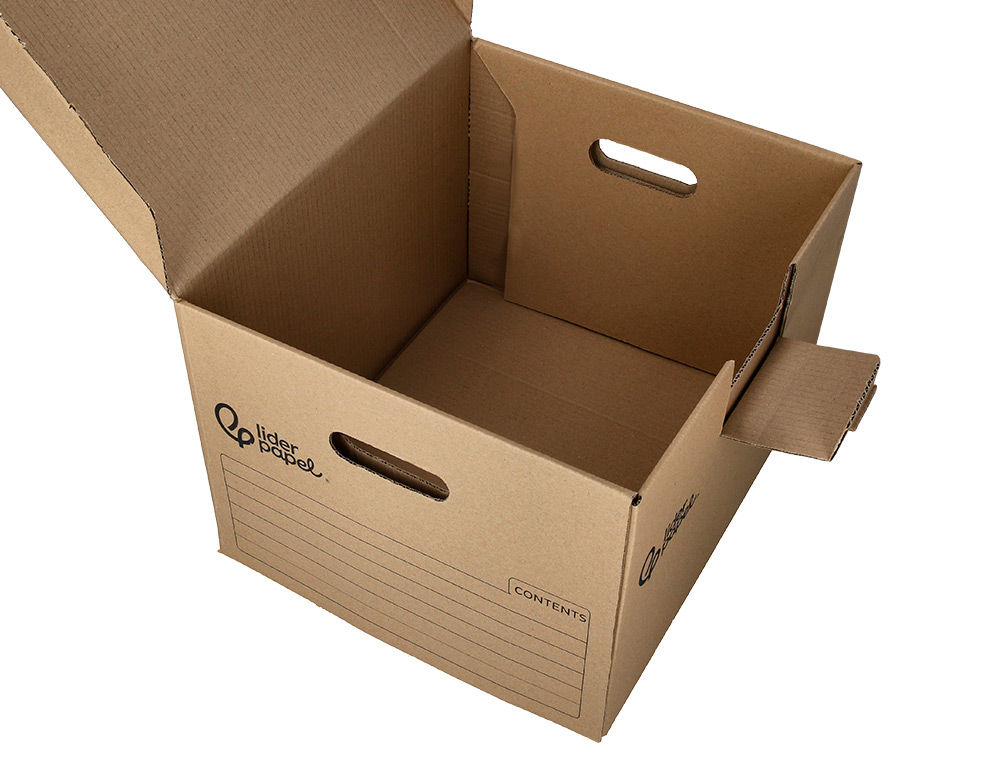 CONTAINER A ARCHIVES LIDERPAPEL CARTON MONTAGE AUTOMATIQUE POUR 3 BOITES FORMAT FOLIO / 3 CLASSEURS A-Z 387X333X260MM