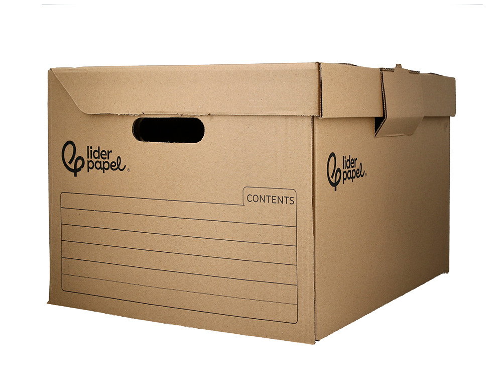 CONTAINER A ARCHIVES LIDERPAPEL CARTON MONTAGE AUTOMATIQUE POUR 3 BOITES FORMAT FOLIO / 3 CLASSEURS A-Z 387X333X260MM