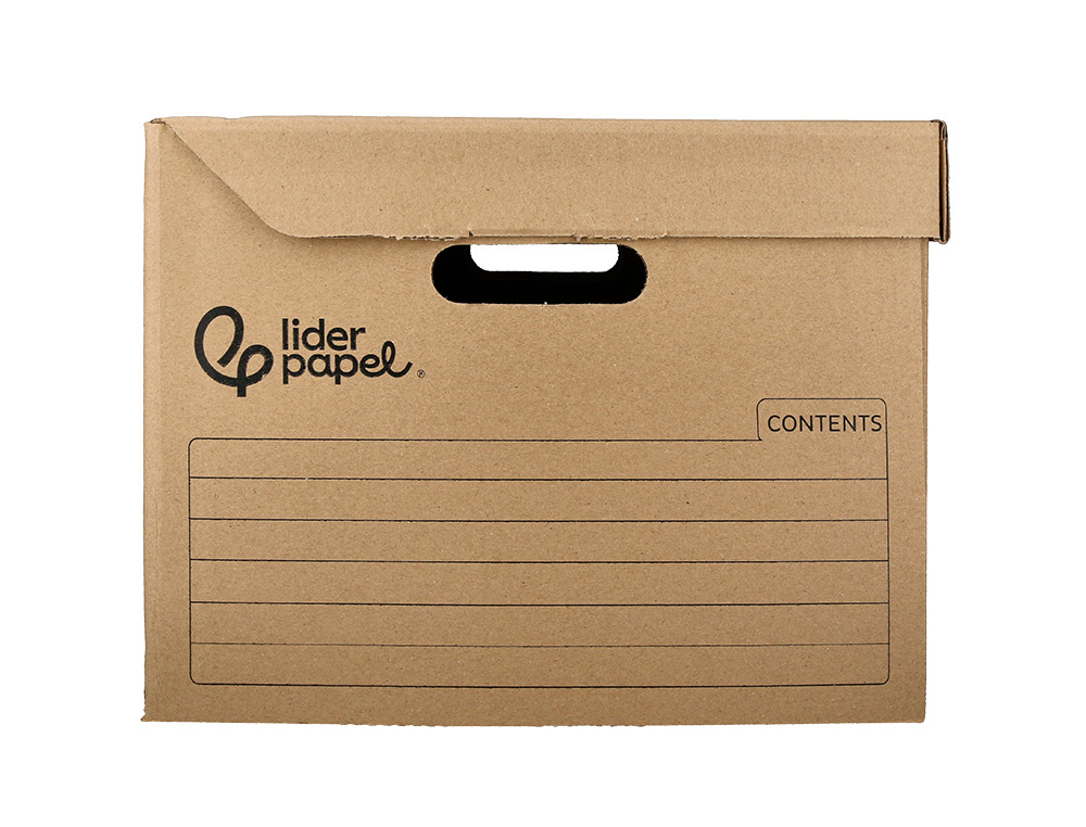 CONTAINER A ARCHIVES LIDERPAPEL CARTON MONTAGE AUTOMATIQUE POUR 3 BOITES FORMAT FOLIO / 3 CLASSEURS A-Z 387X333X260MM
