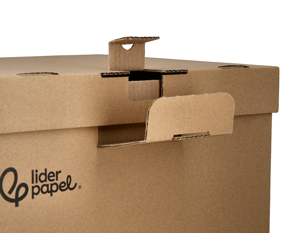 CONTAINER A ARCHIVES LIDERPAPEL CARTON MONTAGE AUTOMATIQUE POUR 3 BOITES FORMAT FOLIO / 3 CLASSEURS A-Z 387X333X260MM