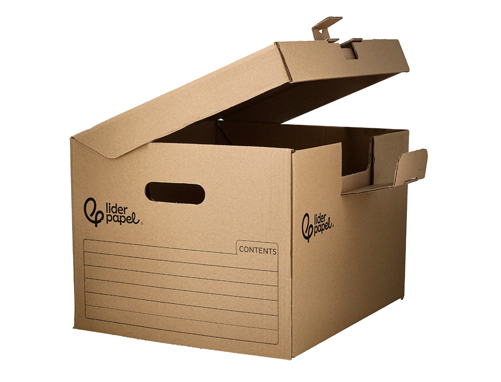 CONTAINER A ARCHIVES LIDERPAPEL CARTON MONTAGE AUTOMATIQUE POUR 3 BOITES FORMAT FOLIO / 3 CLASSEURS A-Z 387X333X260MM