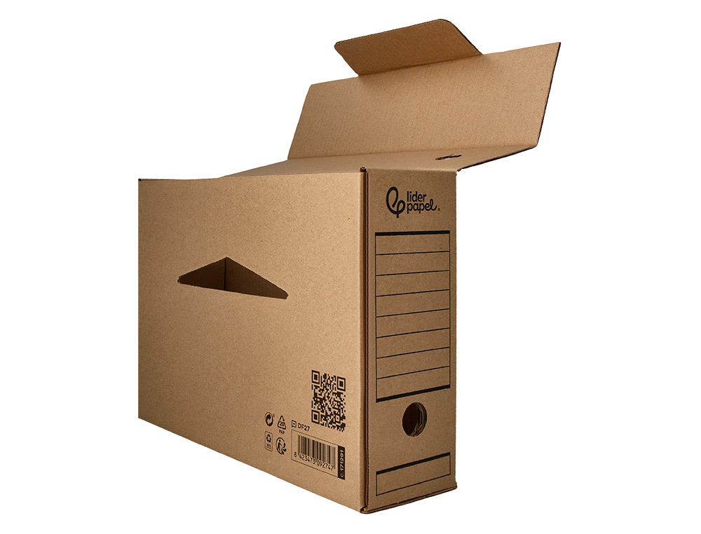 BOITE A ARCHIVES LIDERPAPEL CARTON RECYCLE DIN A4 325G/M2 DOS 82MM KRAFT 325X82X250MM