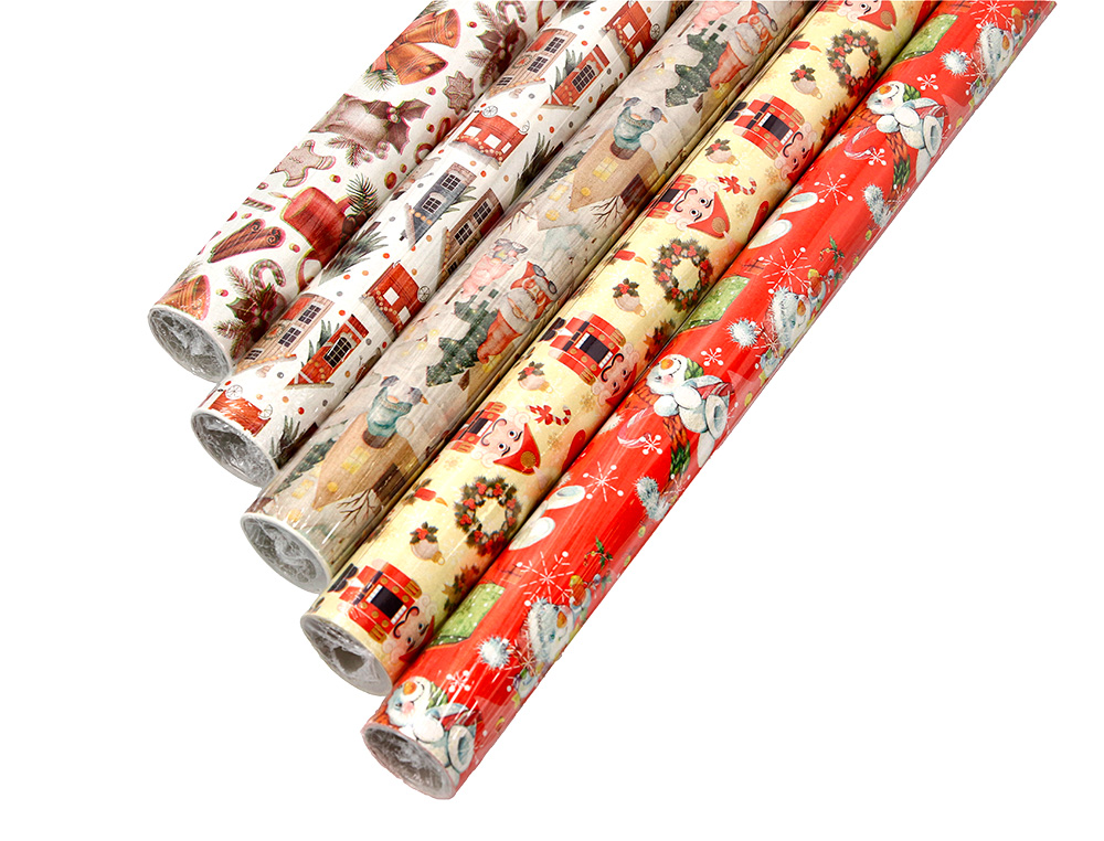 PAPIER CADEAU LIDERPAPEL NOEL ROULEAU 0,70X2M 60G MOTIFS    ASSORTIS B-2024
