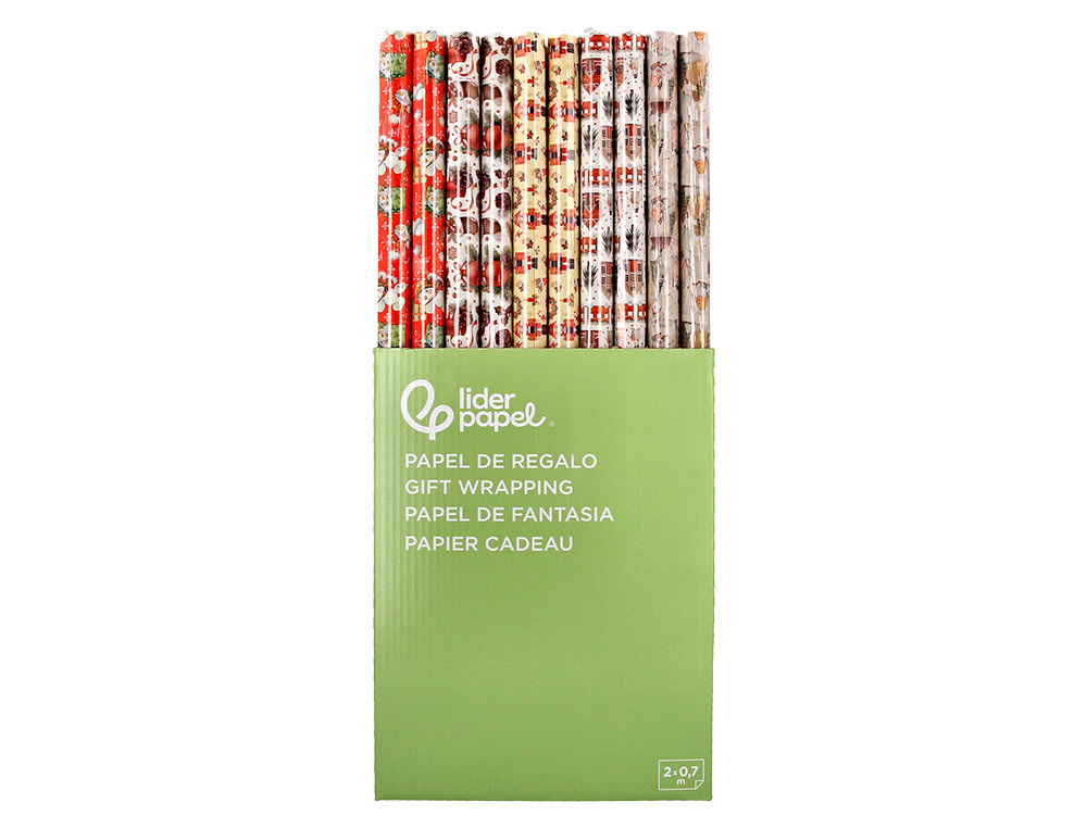 PAPIER CADEAU LIDERPAPEL NOEL ROULEAU 0,70X2M 60G MOTIFS    ASSORTIS B-2024