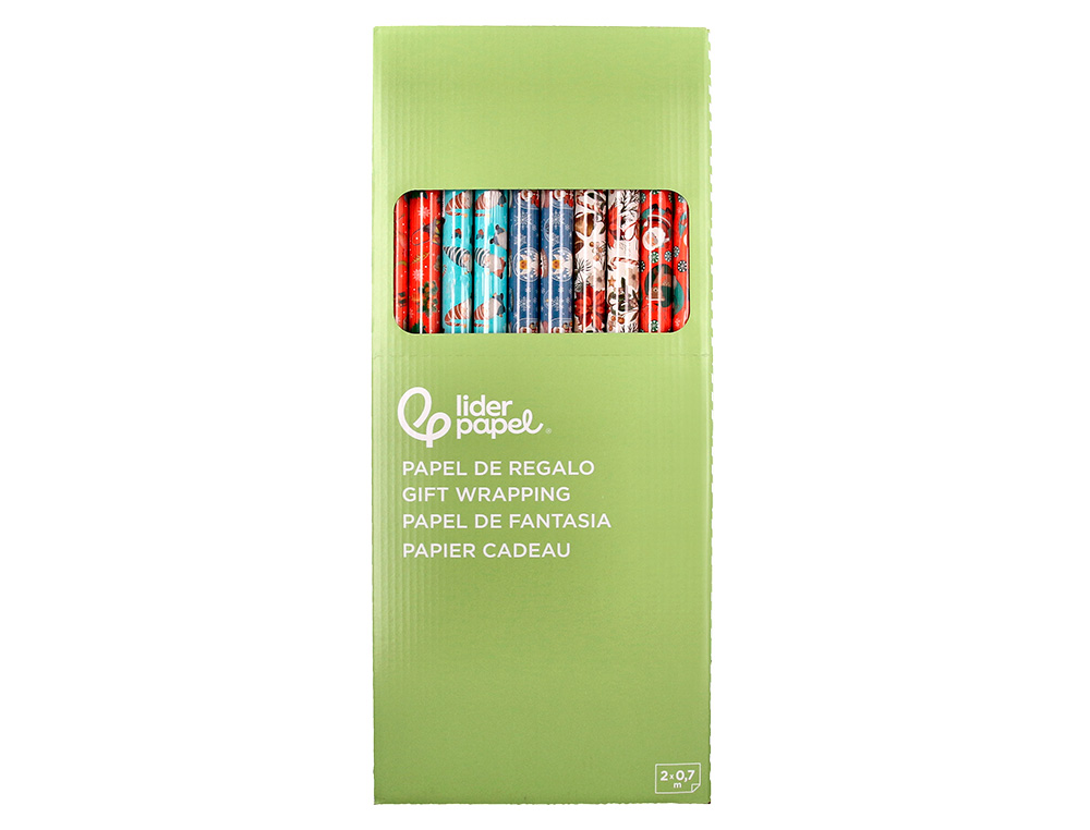 PAPIER CADEAU LIDERPAPEL NOEL ROULEAU 0,70X2M 60G MOTIFS    ASSORTIS C-2024
