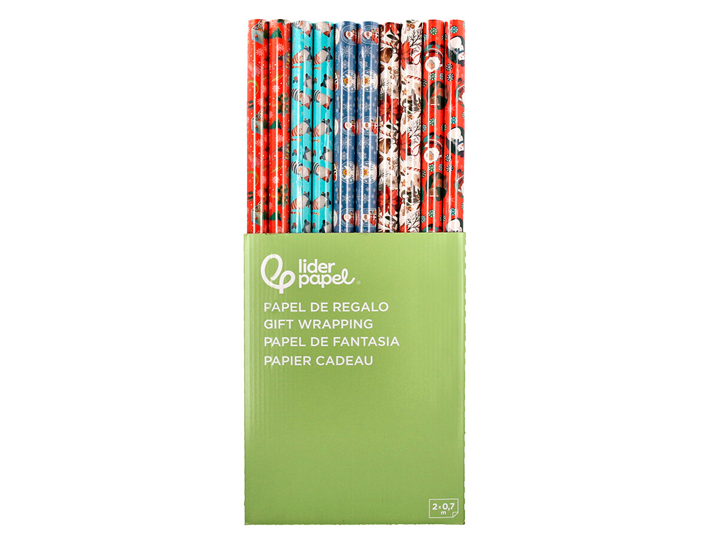 PAPIER CADEAU LIDERPAPEL NOEL ROULEAU 0,70X2M 60G MOTIFS    ASSORTIS C-2024