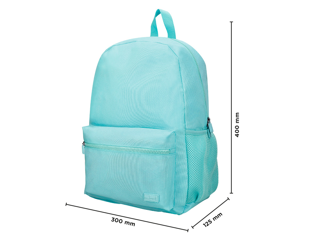 SAC A DOS LIDERPAPEL 1 COMPARTIMENT POCHE LATERALE   40X12,5X30CM COLORIS BLEU     CELESTE