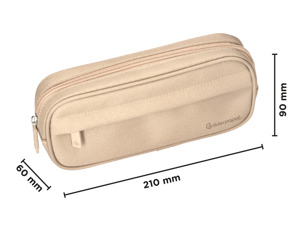 FOURRE-TOUT LIDERPAPEL RECTANGULAIRE COINS ARRONDIS  1 COMPARTIMENT AVEC POCHE     AVANT 21X9CM COLORIS BEIGE