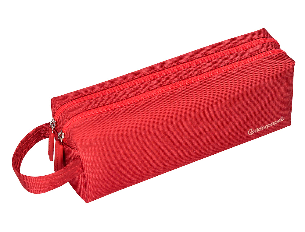 FOURRE-TOUT LIDERPAPEL RECTANGULAIRE 2 COMPARTIMENTS ANSE DE PREHENSION 21X8CM     COLORIS ROUGE