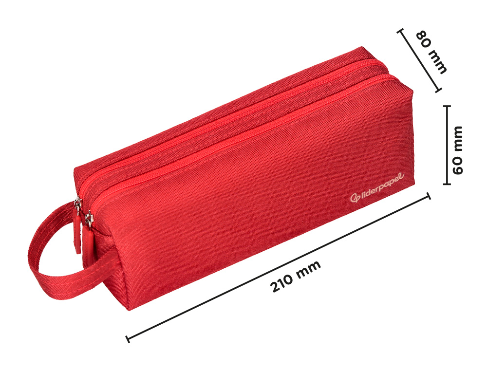 FOURRE-TOUT LIDERPAPEL RECTANGULAIRE 2 COMPARTIMENTS ANSE DE PREHENSION 21X8CM     COLORIS ROUGE