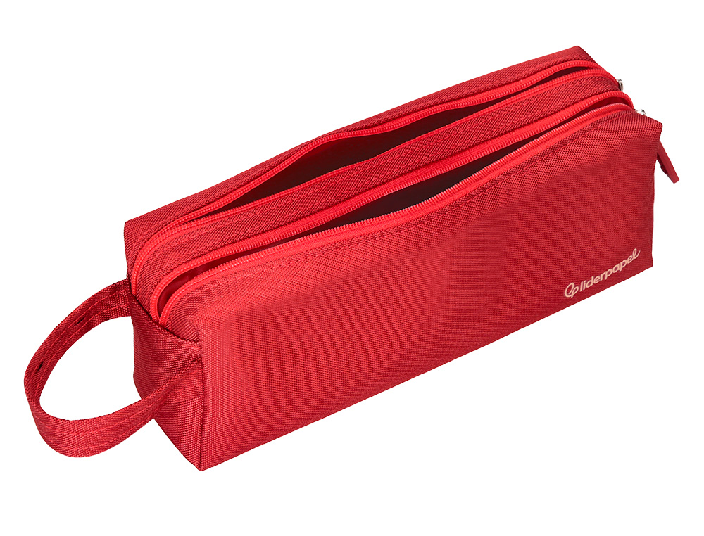 FOURRE-TOUT LIDERPAPEL RECTANGULAIRE 2 COMPARTIMENTS ANSE DE PREHENSION 21X8CM     COLORIS ROUGE