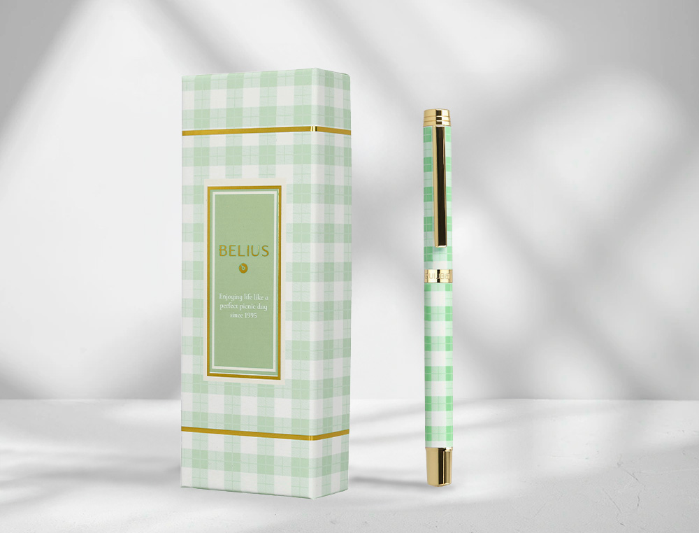 ROLLER BELIUS PICNIC ALUMINIUM ENCRE NOIRE COLORIS VERT DORE BOITE               DESIGN
