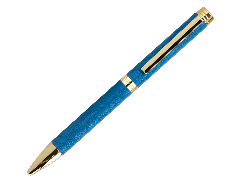 STYLO-BILLE BELIUS WILD WEST ALUMINIUM ENCRE BLEUE COLORIS BLEU MARINE DORE BOITE DESIGN