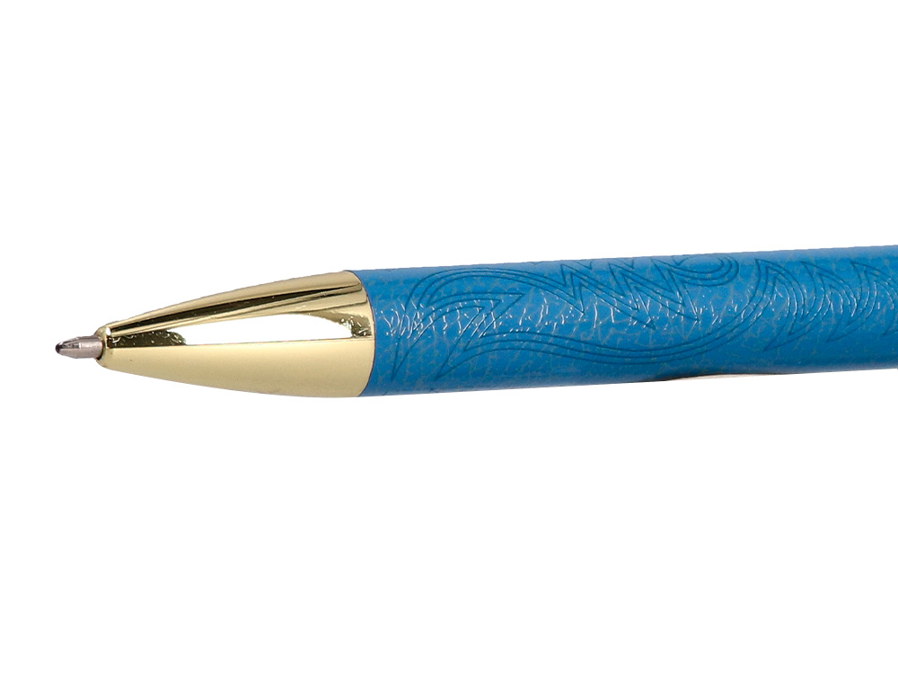 STYLO-BILLE BELIUS WILD WEST ALUMINIUM ENCRE BLEUE COLORIS BLEU MARINE DORE BOITE DESIGN