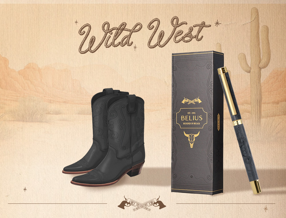 ROLLER BELIUS WILD WEST ALUMINIUM ENCRE NOIRE COLORIS NOIR DORE BOITE DESIGN