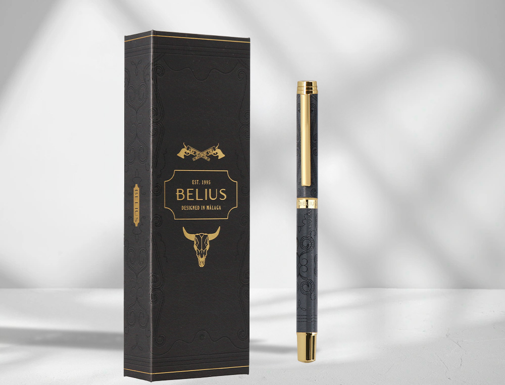 ROLLER BELIUS WILD WEST ALUMINIUM ENCRE NOIRE COLORIS NOIR DORE BOITE DESIGN
