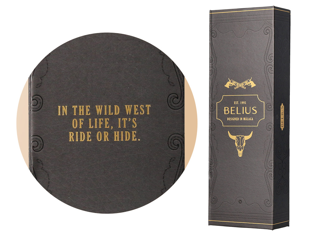 ROLLER BELIUS WILD WEST ALUMINIUM ENCRE NOIRE COLORIS NOIR DORE BOITE DESIGN