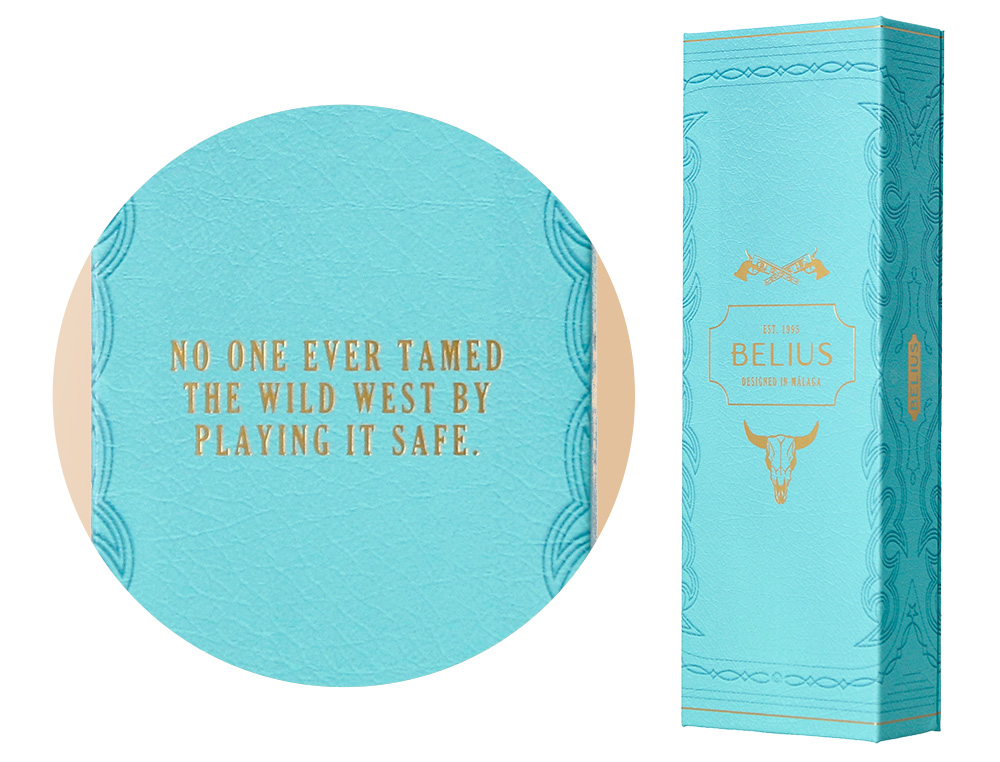 ROLLER BELIUS WILD WEST ALUMINIUM ENCRE NOIRE COLORIS BLEU TURQUOISE BOITE DESIGN