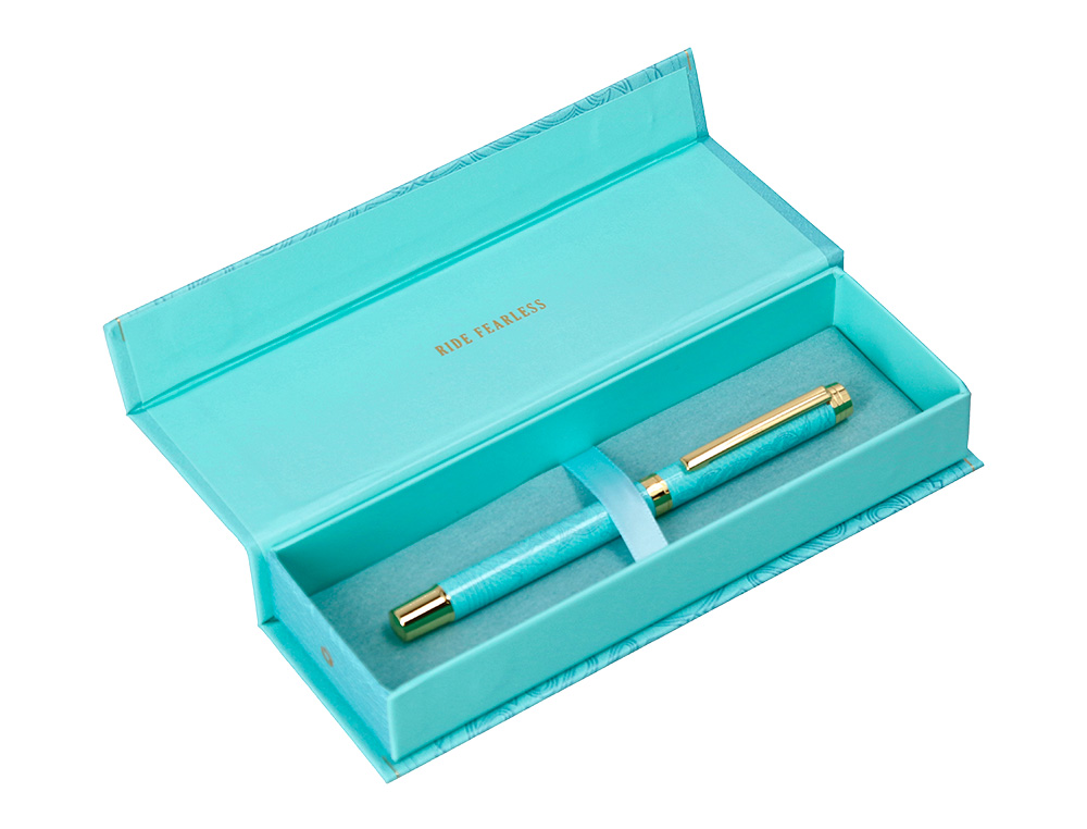 ROLLER BELIUS WILD WEST ALUMINIUM ENCRE NOIRE COLORIS BLEU TURQUOISE BOITE DESIGN
