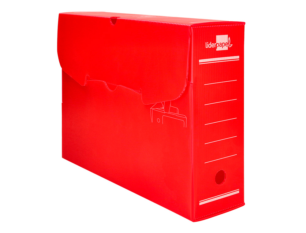 BOITE A ARCHIVES LIDERPAPEL POLYPROPYLENE ONDULE DOS      100MM 360X100X260MM COLORIS   ROUGE