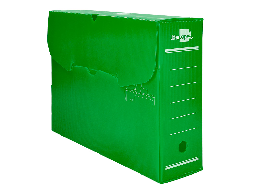 BOITE A ARCHIVES LIDERPAPEL POLYPROPYLENE ONDULE DOS 100MM 360X100X260MM COLORIS VERT