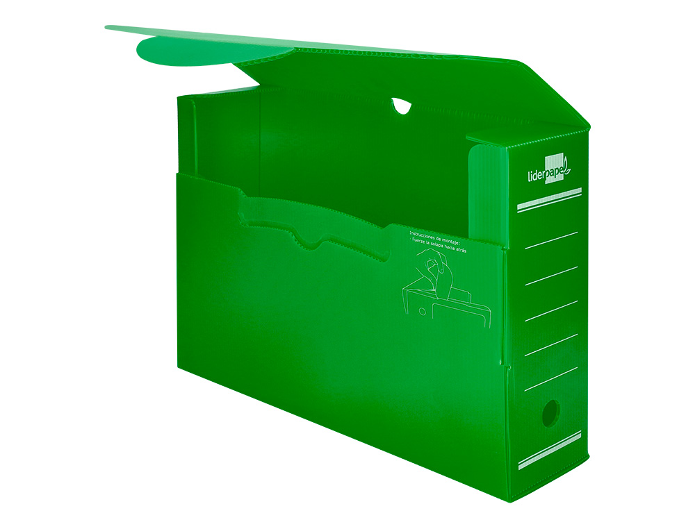 BOITE A ARCHIVES LIDERPAPEL POLYPROPYLENE ONDULE DOS 100MM 360X100X260MM COLORIS VERT