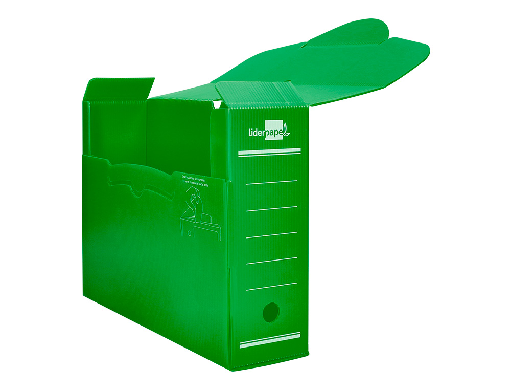 BOITE A ARCHIVES LIDERPAPEL POLYPROPYLENE ONDULE DOS 100MM 360X100X260MM COLORIS VERT
