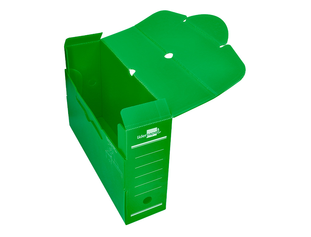 BOITE A ARCHIVES LIDERPAPEL POLYPROPYLENE ONDULE DOS 100MM 360X100X260MM COLORIS VERT